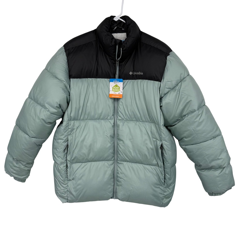 Columbia Mens Puffect III Jacket Sage Green Black Puffer Coat WM0403-462‎ NWT L
